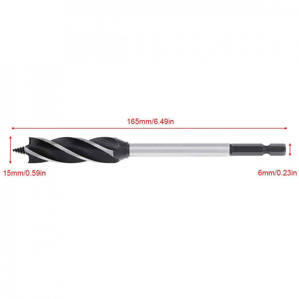 Four-Slot Four-Blade Woodworking Hole Drill Woodworking Opening Silver 15x165mm Four-Slot Four-Blade Woodworking Hole Drill Woodworking Opening Silver 15x165mm