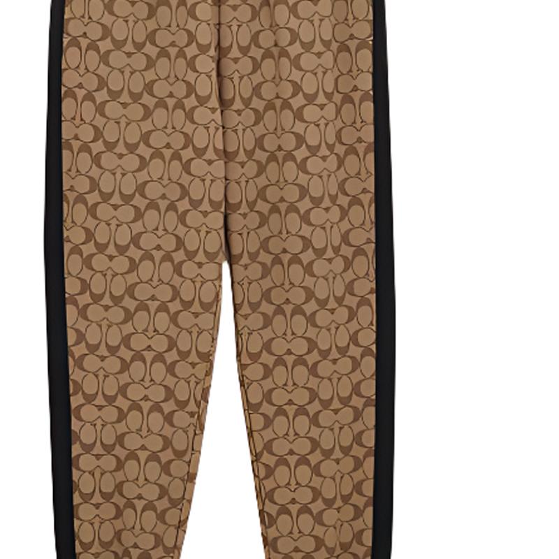 Coach Ss24 Pattern Print Drawstring Mid Waist Casual Pants Men pants Khaki CP828-OFZ