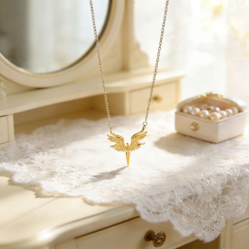 Small Angel Wing Collarbone Necklace Creative Wing Pendant Delicate Jewelry for Women