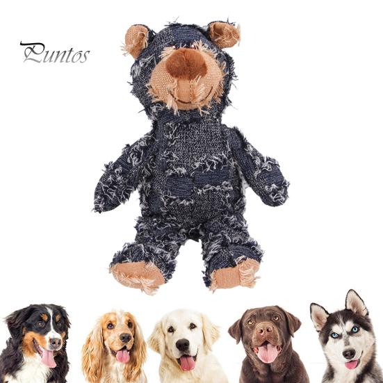 Quietschendes Plüschbärenspielzeug, unzerstörbares Bären-Hundespielzeug für aggressive Kauer, ausgestopftes interaktives Kauspielzeug, Haustierbegleiter für kleine und große Hunde