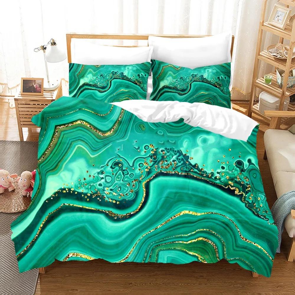 Comforter White Gold Marble Pattern Bedding Modern 3D S Twin Queen King Single Size Fashion Luxury Room Decor Women Gifts