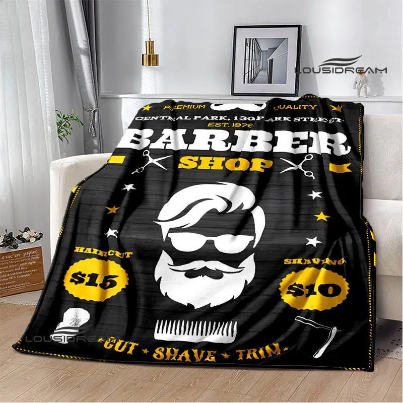 

Barbershop retro print blanket children s warm flange blanket home travel blanket bed linings Picnic blanket birthday gift 100cmx150cm