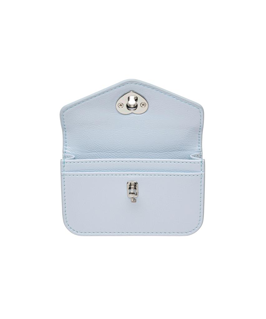 Lemasque Heart Lock Compact Business Card Holder Sky Blue