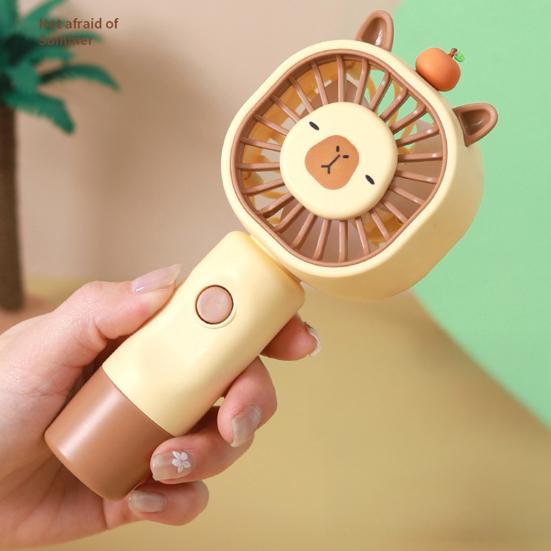 Handheld Fan Multi-Speed Adjustable Capybara Design Quiet Operation USB Rechargeable Portable Cooling Fan