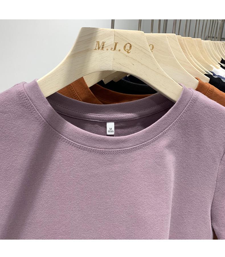Women's Slim-Fit Pure Cotton Short-Sleeve Round Neck Base Layer T-Shirt