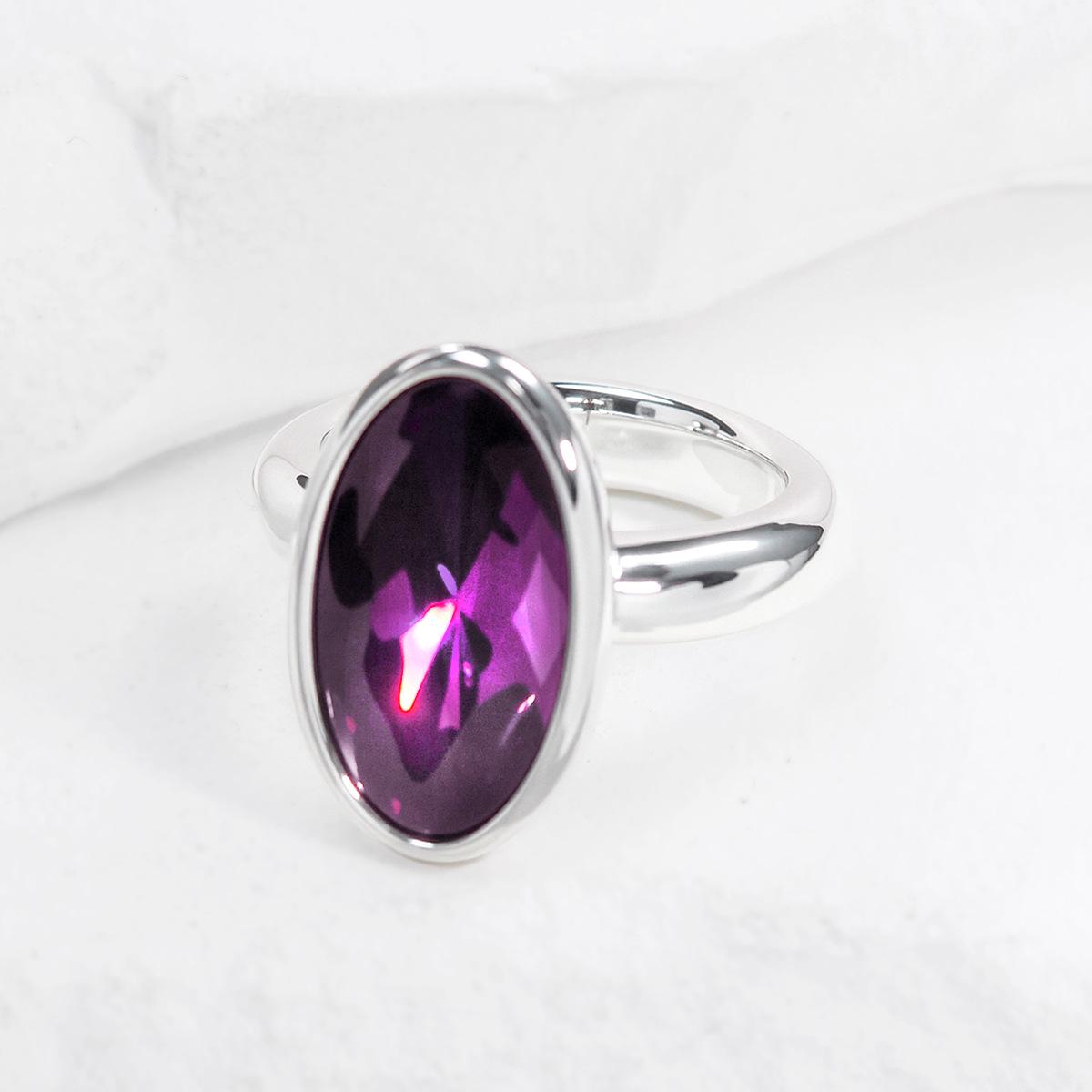 UNOde50 Oval Crystal Ring for Women - Elegant Spanish Design Size 6