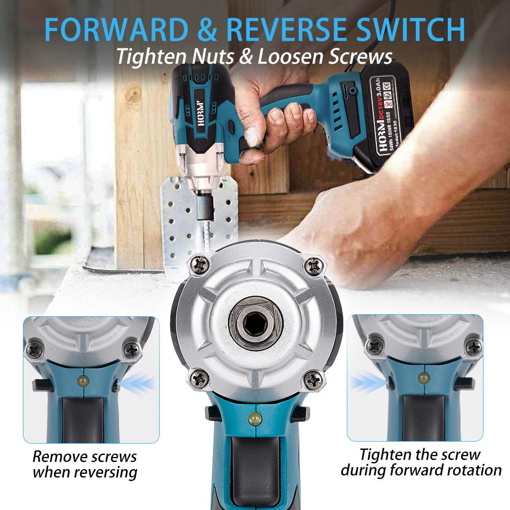 1/2 Inch Brushless Electric Impact Wrench 380 N.m Cordless Screwdriver Compatible Electric Wrench Power Tools For Makita Battery