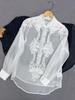 ES Elegant Lace Spliced Mulberry Silk V-neck Blouse with Embroidery