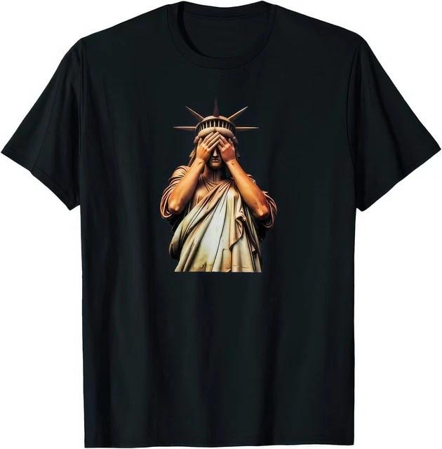 Statue of Liberty Facepalm Shame Political Chaos Satire Graphic Unisex T Shirt S