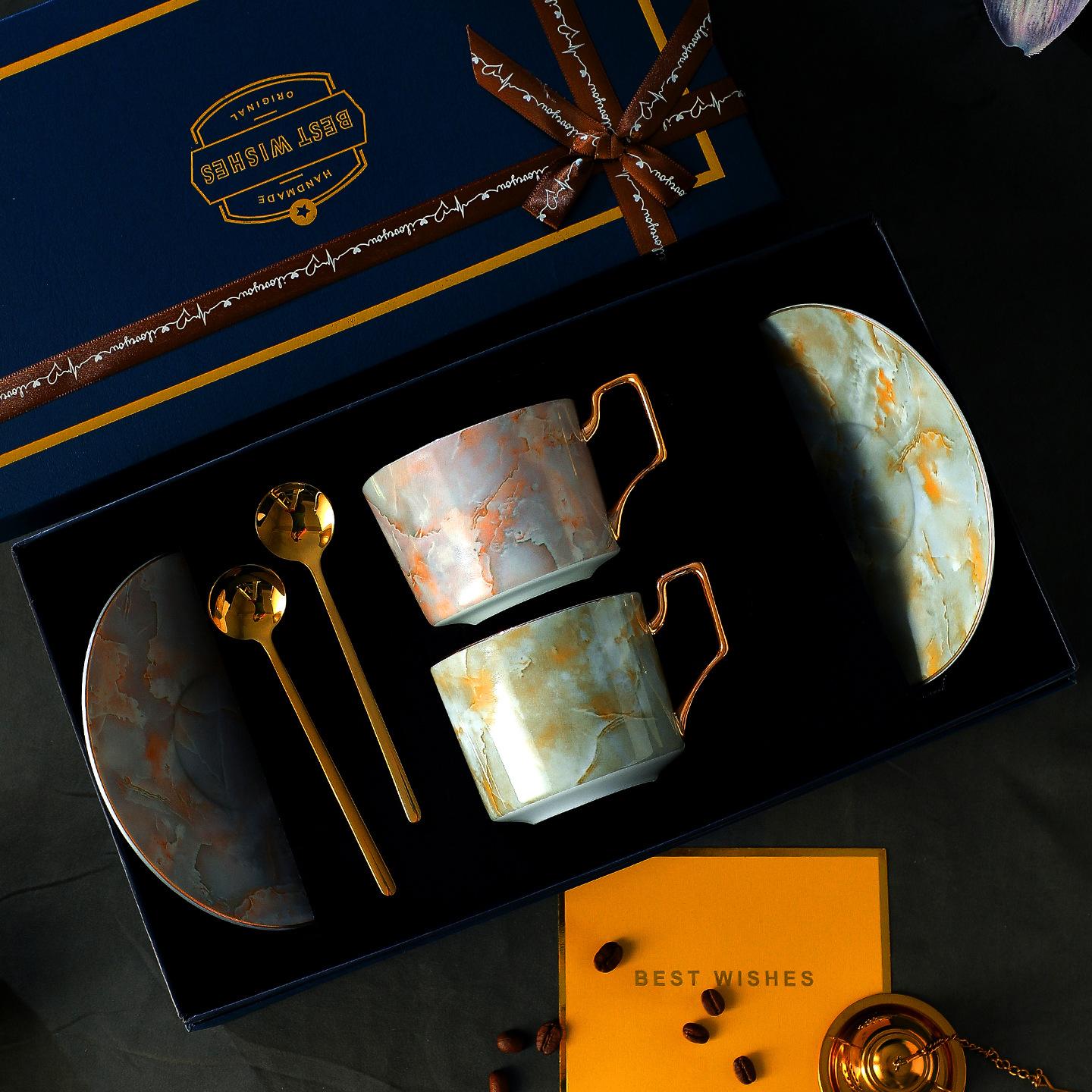 

Coffee Cup Set High-End Exquisite And High-Value Light Luxury High-End Bone China Gift Box Birthday Housewarming Gift. 180ml