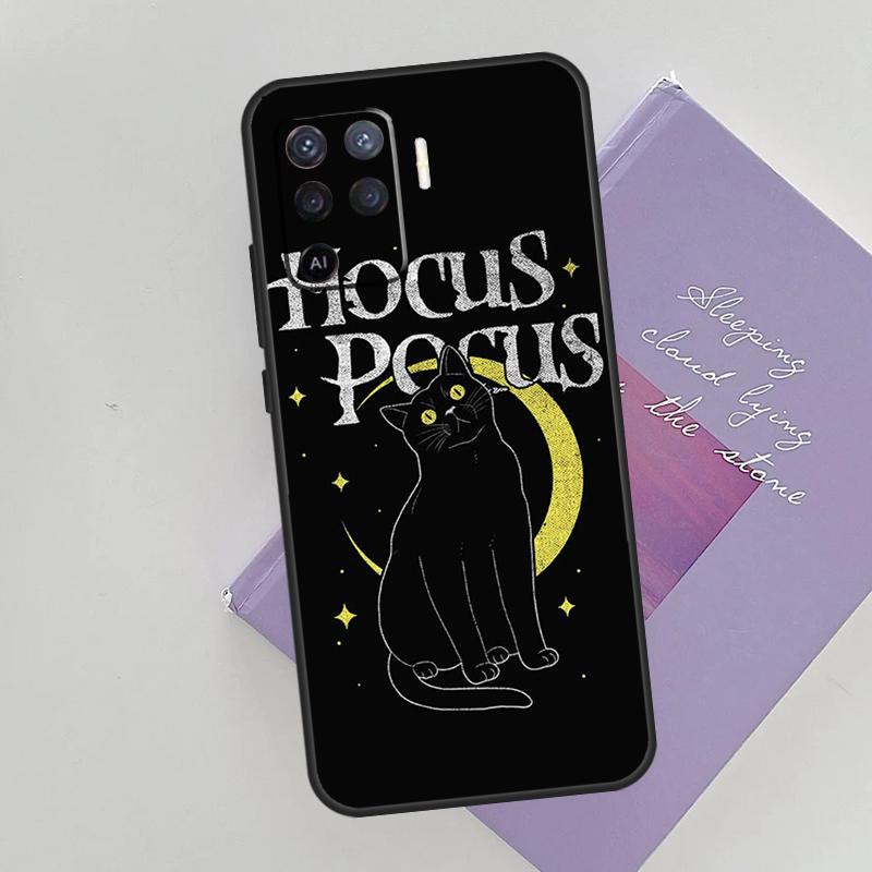 Halloween Witch Cat Phone Case For Oppo A96 A76 A16 A74 A53 A54 A94 A15 A17 A52 A72 A57S A58 A78 A98 A79 Cover