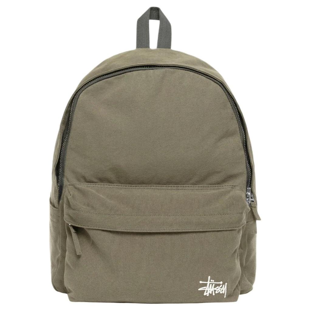 Stussy Logo Stickerei Reißverschluss Baumwolle Rucksack Unisex Rucksack Grün 134252-GREEN