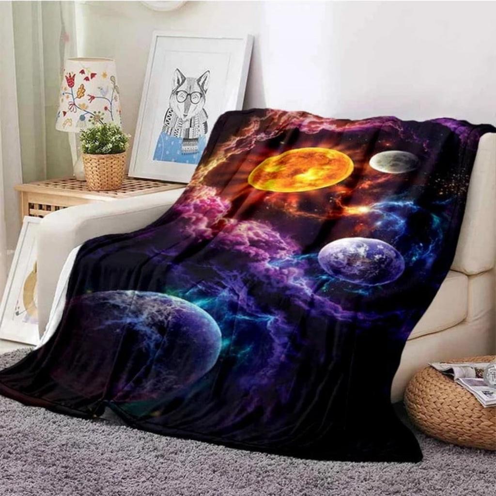 Galaxy Stars In Space Digital-printed Polyester Bedroom Velvet Flannel Cover Blanket Fleece Soft Sofa Cover Blankets for Beds