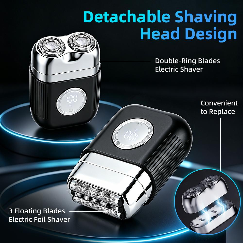 Electric Shaver for Men Floating Blades Portable Mini Electric Razor Waterproof Beard Trimmer Face & Beard Wet/Dry Shaver