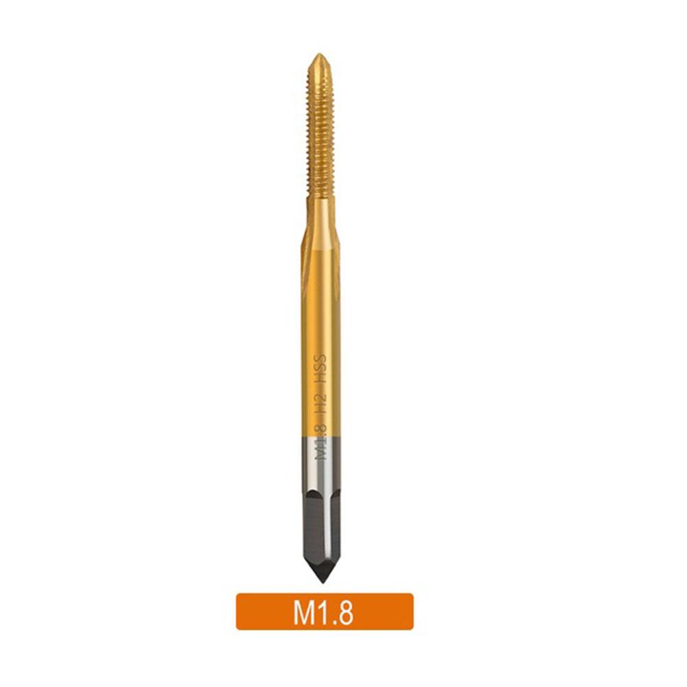 Screw Tap Drill Bit HSS Titanium Coating Screw Tap Drill Bit M1 M1.2 M1.4 M1.6 M1.7 Metric Straight Flute Thread Tap Hand Tools