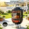 3-in-1 Smoking Chamber with 3 Cooking Grates, Integrated Thermometer and Adjustable Ventilation