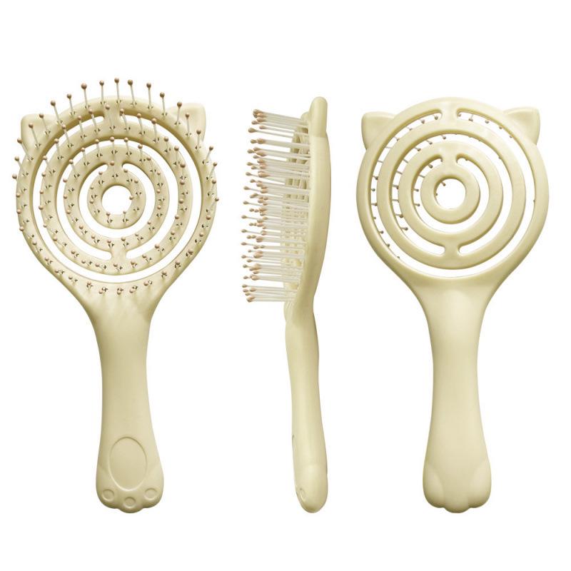 

Портативная двухсторонняя щетка для волос в виде кошачьей лапки и зеркало - Пушистая массажная расческа с воздушной подушкой