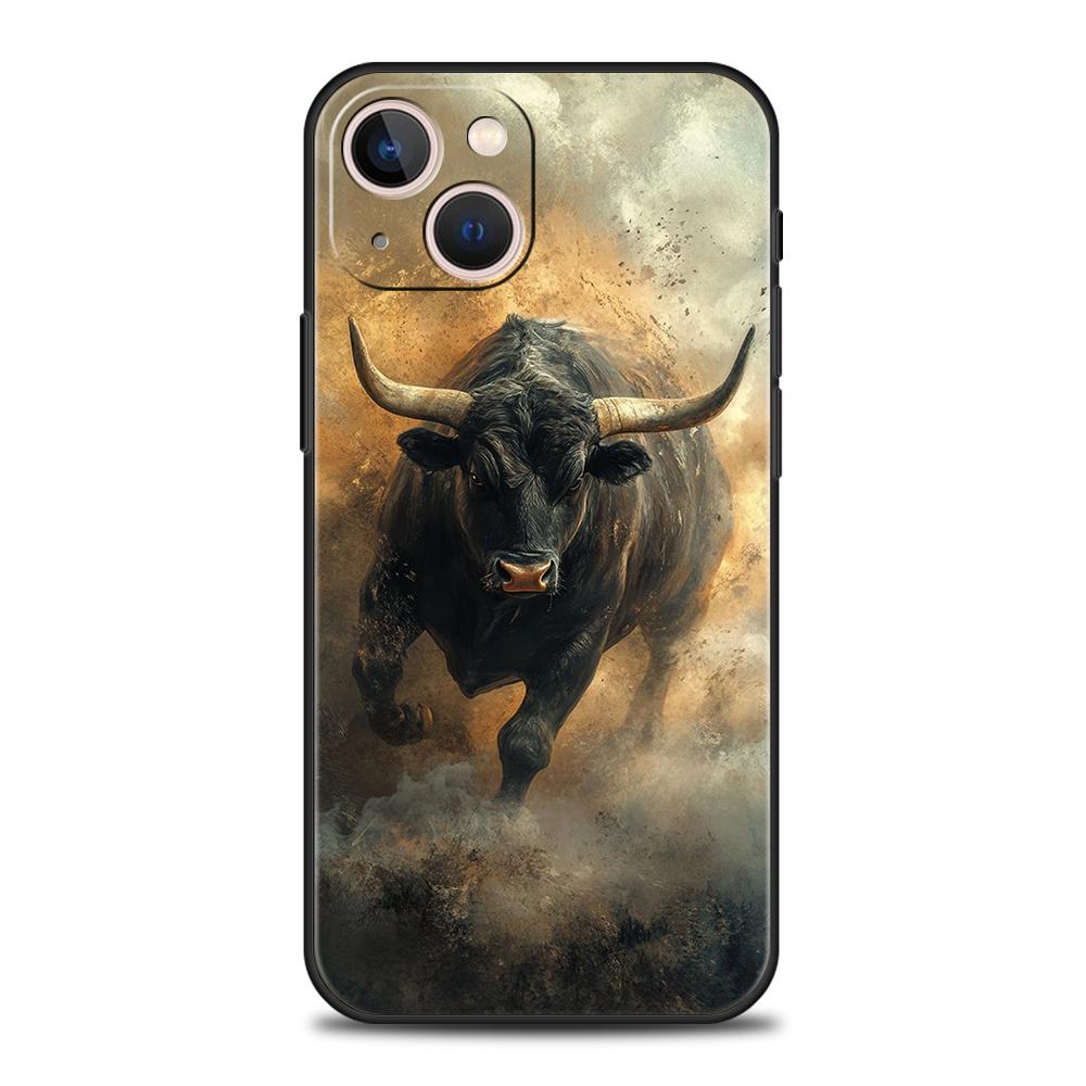 Luxury TPU Soft Phone Case For iPhone 17 Air 16E 16 11 15 14 Pro MAX 12 13 7 8 Plus X XR XS SE 2022 Cover Bull Animal