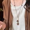 Long-length Wax Rope Walnut Pendant Necklace for Women - A Retro and Niche Design in Modern Chinese Style Accessory