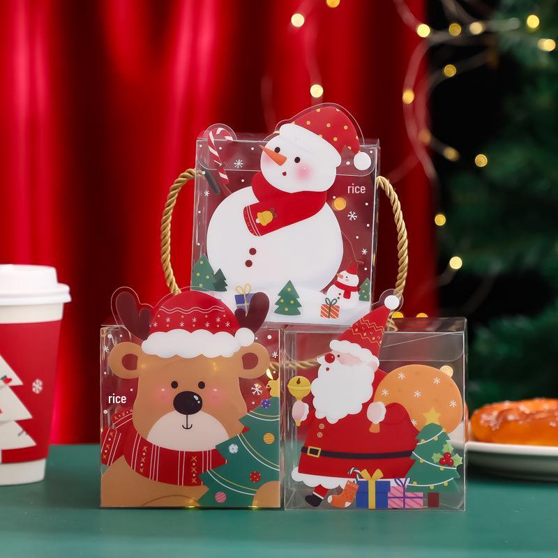 3D Christmas Eve Apple Box - Cartoon Transparent Gift Packaging