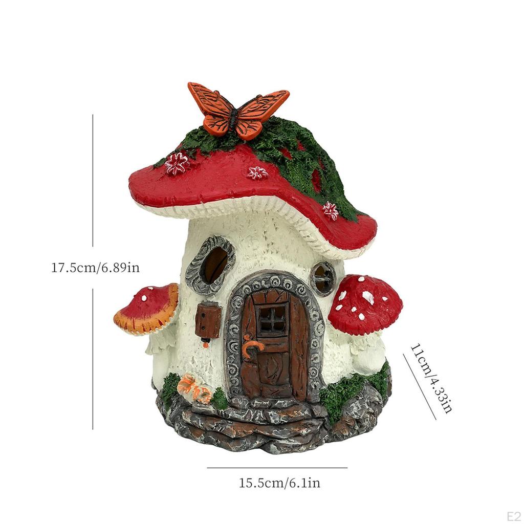 Mushroom House Statue Solar Light, Outdoor Decor, Gift, Durability, Creative, Figurine Lamp Resin