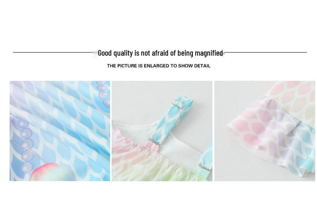 Girls' Princess Mermaid Swimsuit Set: Bikini, Skirt, and Dress for Performance