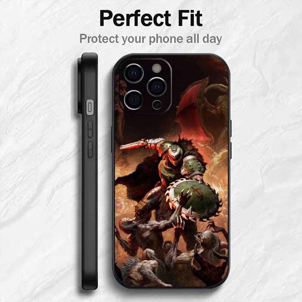 Game D-DOOM Printed Phone Case For iPhone17,16,15,14,13,12 Plus,Max Soft Silicone Black Cover