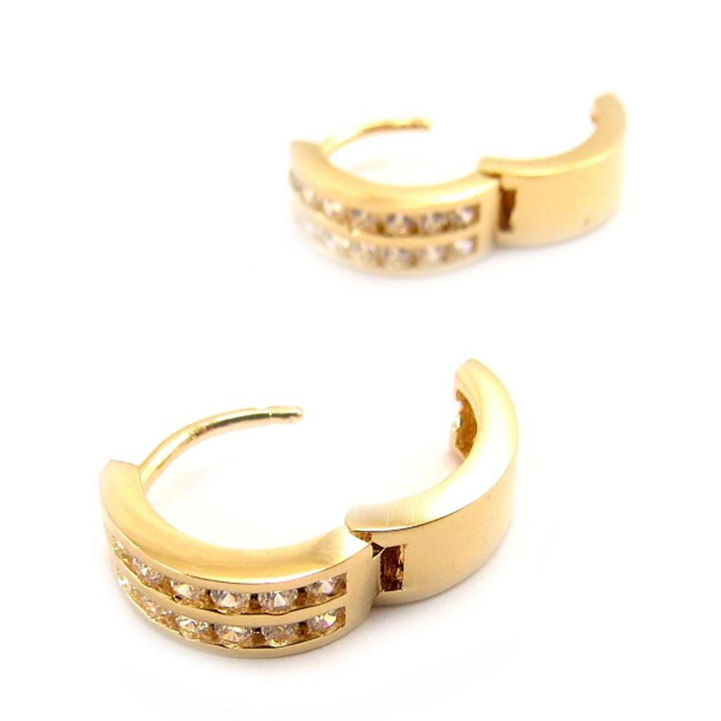 Les Trésors De Lily [L4322] – Pozlacené kruhové náušnice „Goddess“ – Bílé zlato – 10x5 mm