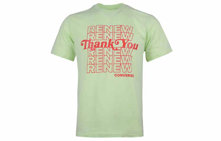 Converse T Shirts Men s Green Crew Neck Moderate Straight Fit 10019649-A01 L