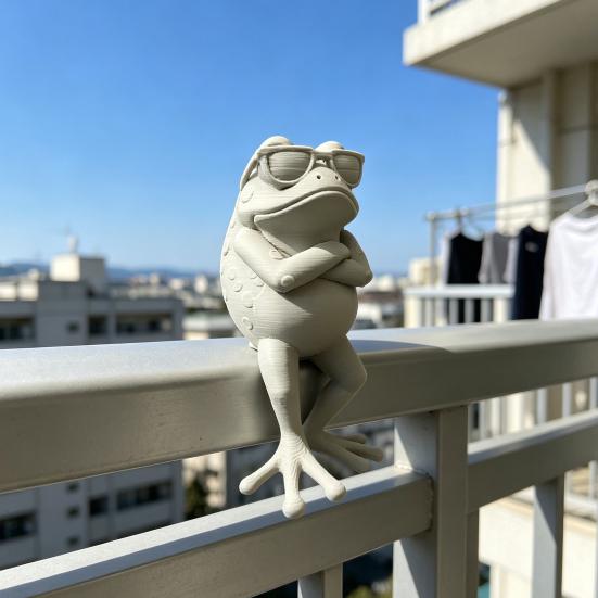3D Printed Frog Figure, Mini Desktop Ornament, Simulated Frog Model with Sunglasses Crossed Arms, Standing Frog for Desk, Car Interior