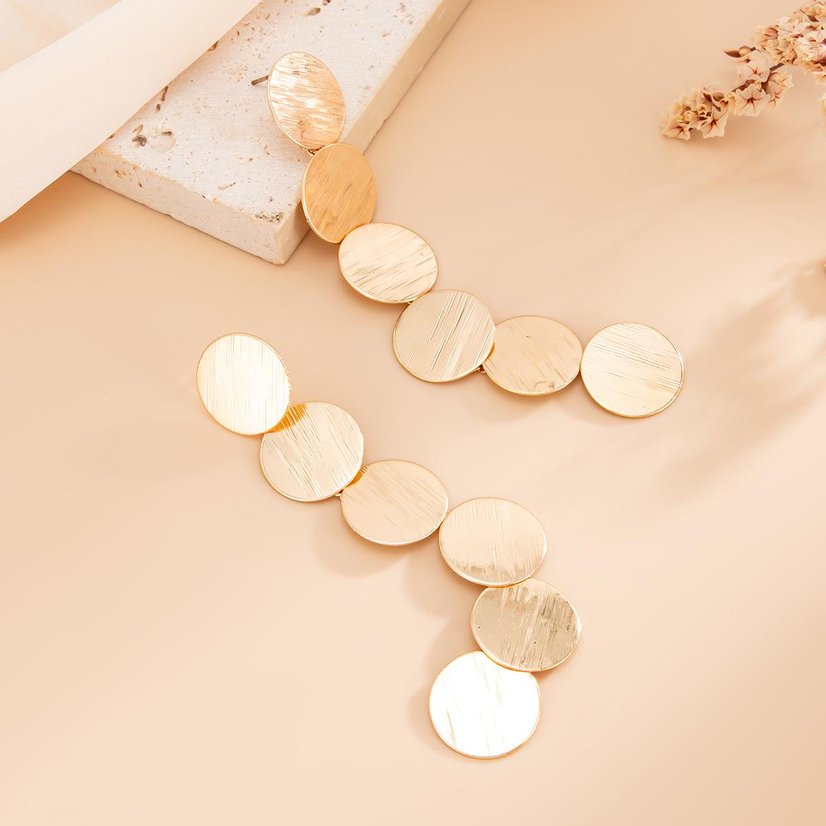 Simple and Stylish Geometric Circular Clavicle Chain Y-shaped Metal Splicing Necklace Earrings