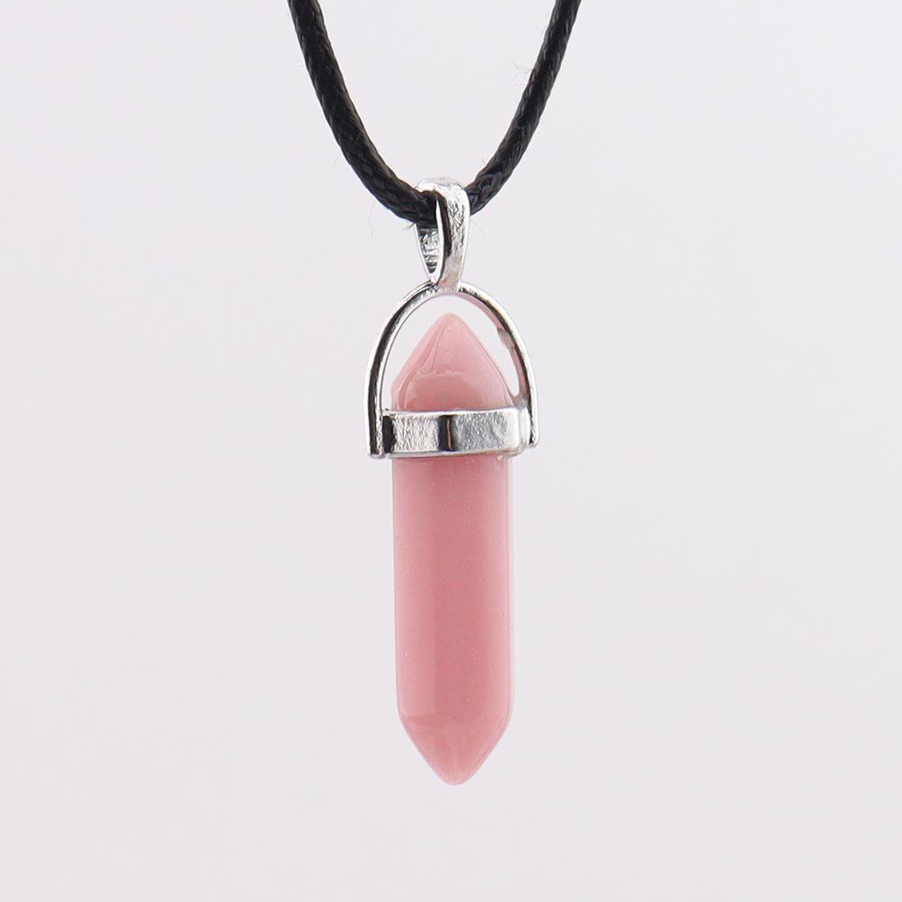 Crystal Hexagonal Luminous Stone Pendant Necklace - Popular European & American Six-Sided Design N759