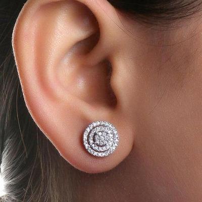 Round-shaped Cubic Zirconia Stud Earrings Dainty Ear Stud Earrings for Women Fashion Versatile Accessories Trendy Jewelry
