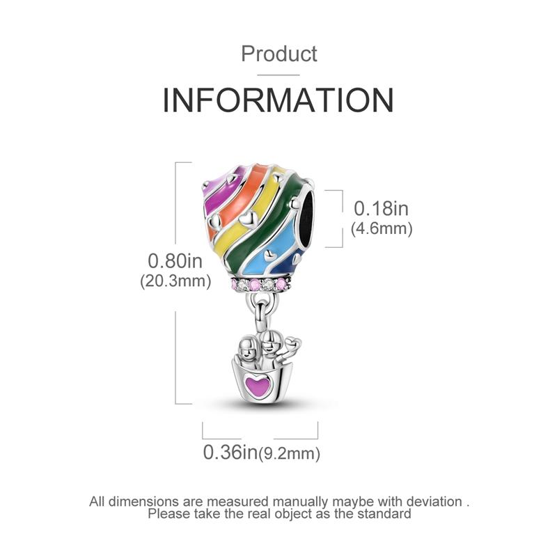 Charms Copper Plated Colorfulair Balloon Couple Beads Fit Original Bracelet Women Jewellery Making Gifts