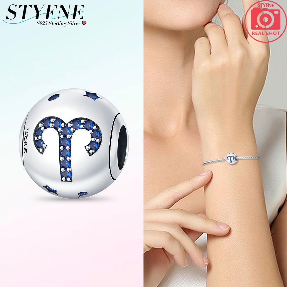 Perles exquises Gémeaux Zircon blanc Douze signes du zodiaque Breloques originales en cuivre S'adaptent au bracelet Femmes Cadeaux de vacances Anniversaire