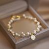 French Designer Classy Key Round-shaped Freshwater Natural Pearl Bracelet with a Touch of Luxury