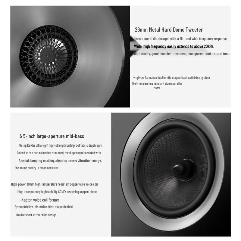 HiVi Bach Passive HiFi Bookshelf Speakers with Diva Stands CN Plug (adapter Included)