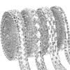 1Yard Glitter White Crystal Rhinestone Tape Trim Self-Adhesive Glass Appliques Diamond Sticker For Dress Shoe Adornment Ribbon
