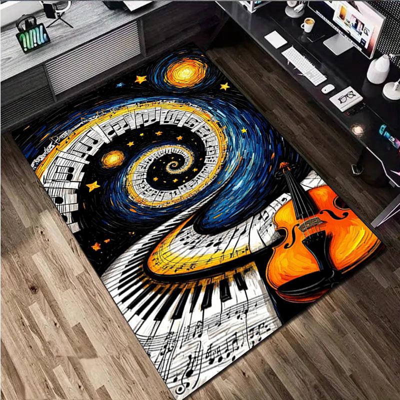 1Pc Guitar Print Rug - home decoration Carpet For Living Room Bedroom Flooring Computer Chair Area Rug