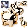 Ceramic Piggy Bank, Gold Mirror Finish, 18X10.5 Cm