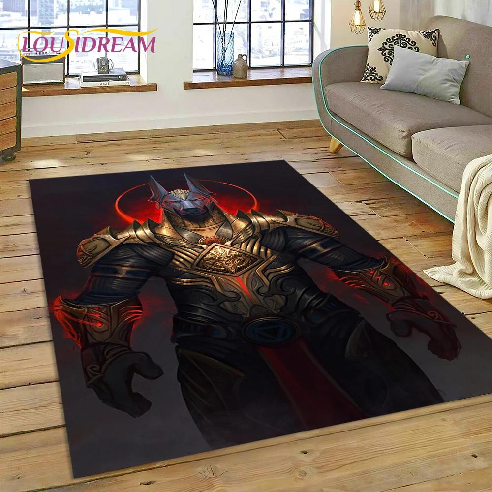 Tappeto 3D Anubis Faraone Horus Mitologia egizia Dei Tappeto per casa Soggiorno Camera da letto Divano Zerbino Decor, Tappeto Tappetino antiscivolo