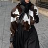 Giacca da Donna in Pelle di Latte Stile Streetwear Colletto a Polo Top Corto