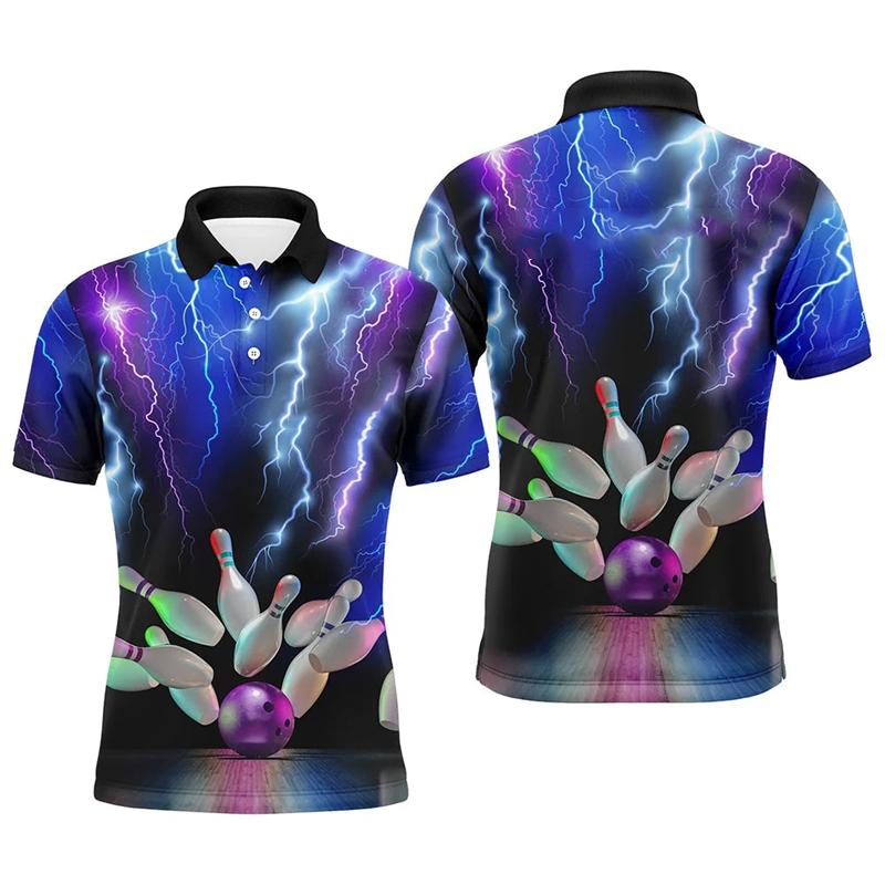 

Bowling Game Jersey New Design Men Women Lapel Short Sleeve Polo Shirt Cool Graffiti Graphic Funny S