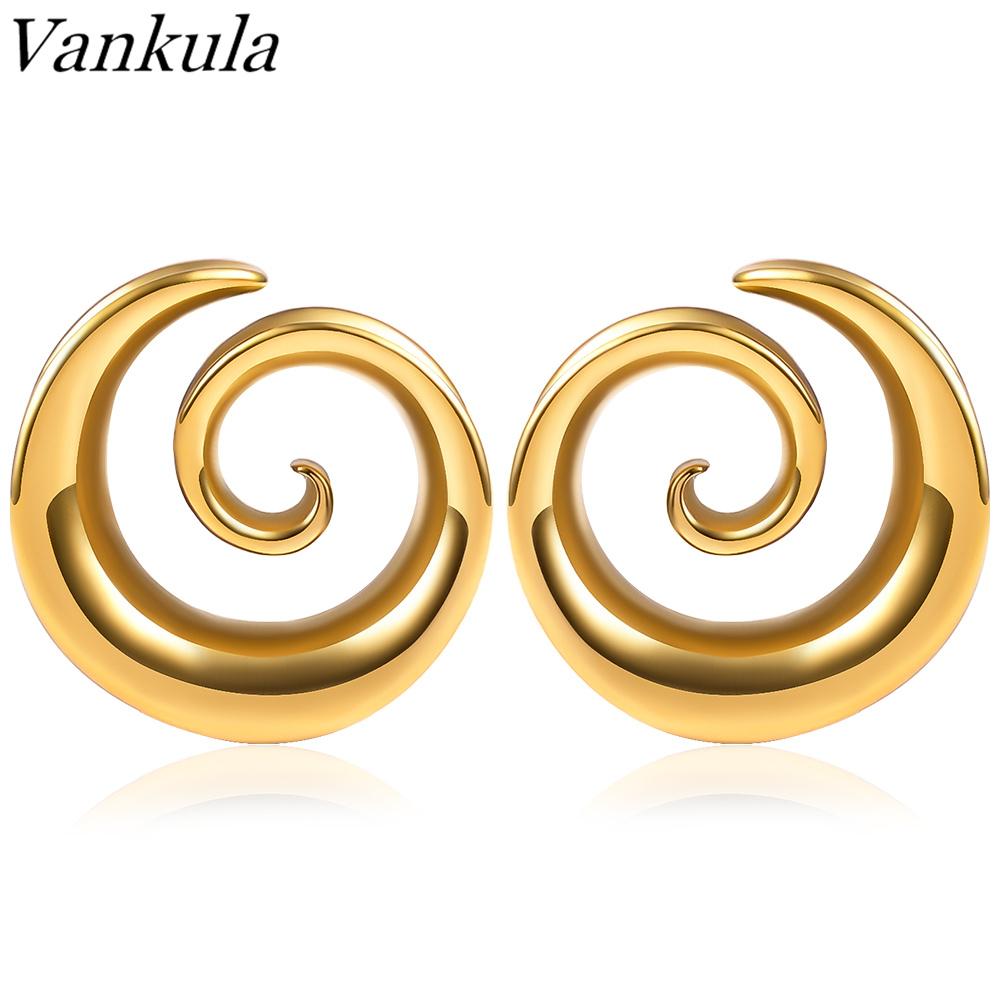 Vankula 2PCS New Round Spiral Saddle Plugs Hangers for Stretched Lobe Ear Tunnels Gauges Plugs Piercing Body Jewelry