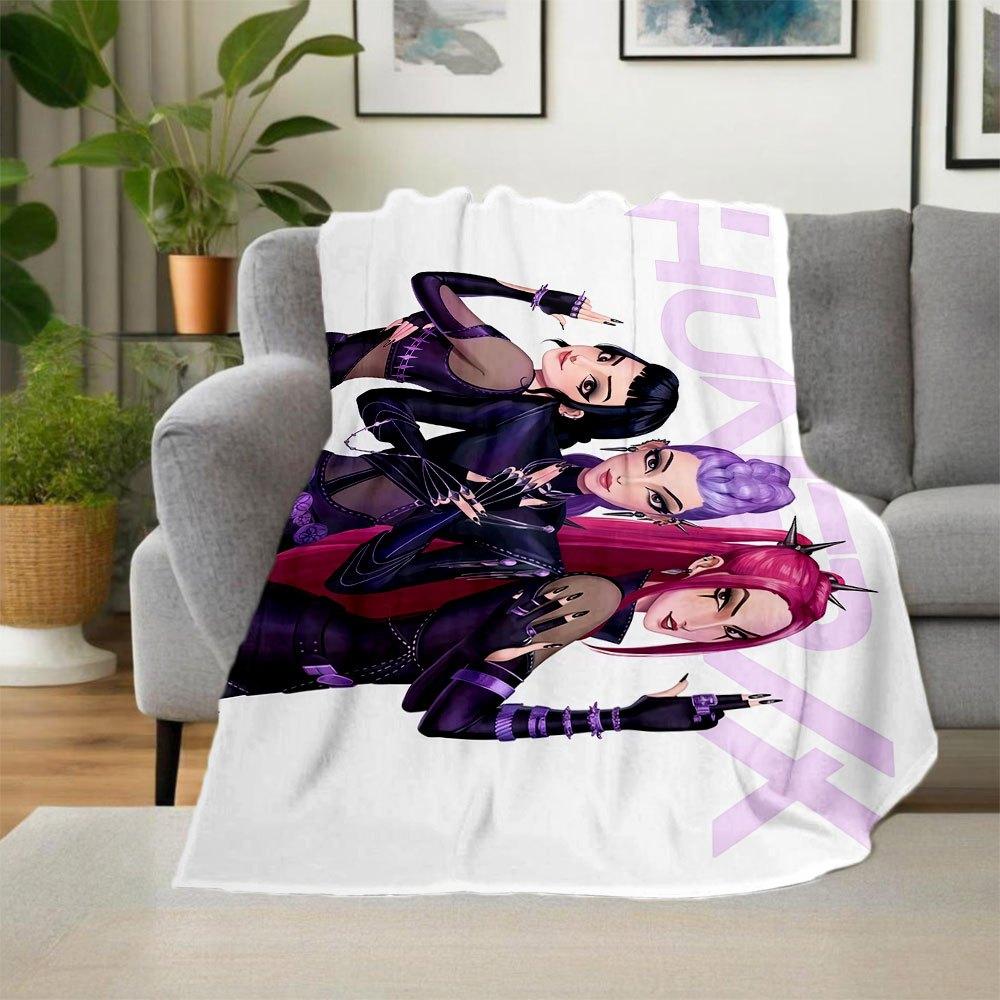 "Vivid Anime Girls Poster: Cool Purple Hair Designs"Blanket Lightweight Flannel Throw Blanket for Sofa, Bed, Travel, Camping, Livingroom, Of