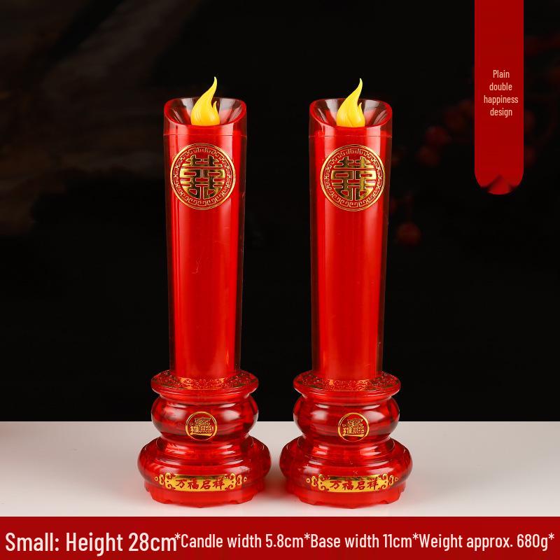 LED Wedding Dragon & Phoenix Smokeless Candle Lights - Red, Battery-Powered with Simulated Flame for Proposals & Ceremonies.