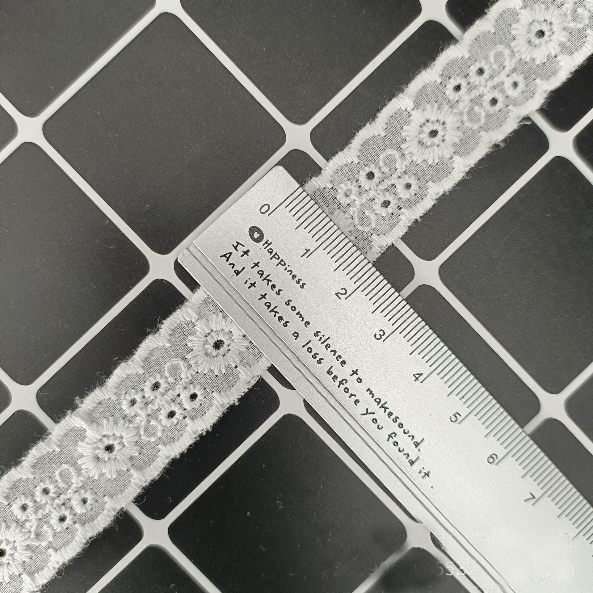 

7 метров/лот 1,9 см в ширину Чистый хлопок белый/бежевый вышитый кружевной хлопчатобумажный шнурок лента кружево двухстороннее маленькое кружево женская одежда аксессуары белый