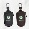KITD7 Leather Car Remote Key Case Full Cover Protector Holder Shell Fob For Skoda Superb A7 Kodiaq Octavia A7 A8 Keychain Accessories