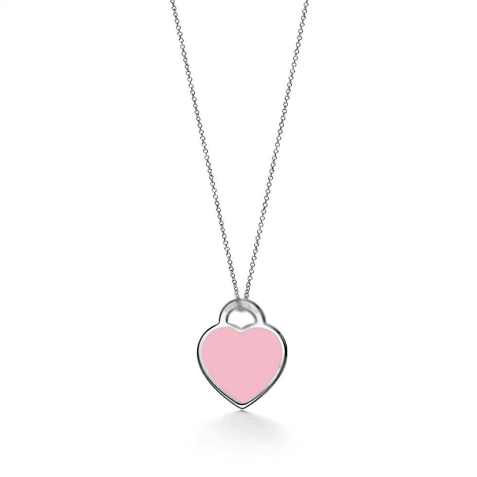 Heart-Shaped Enamel Cross Chain Necklace with Peach Heart Beads for Women - Fashionable Classic Style