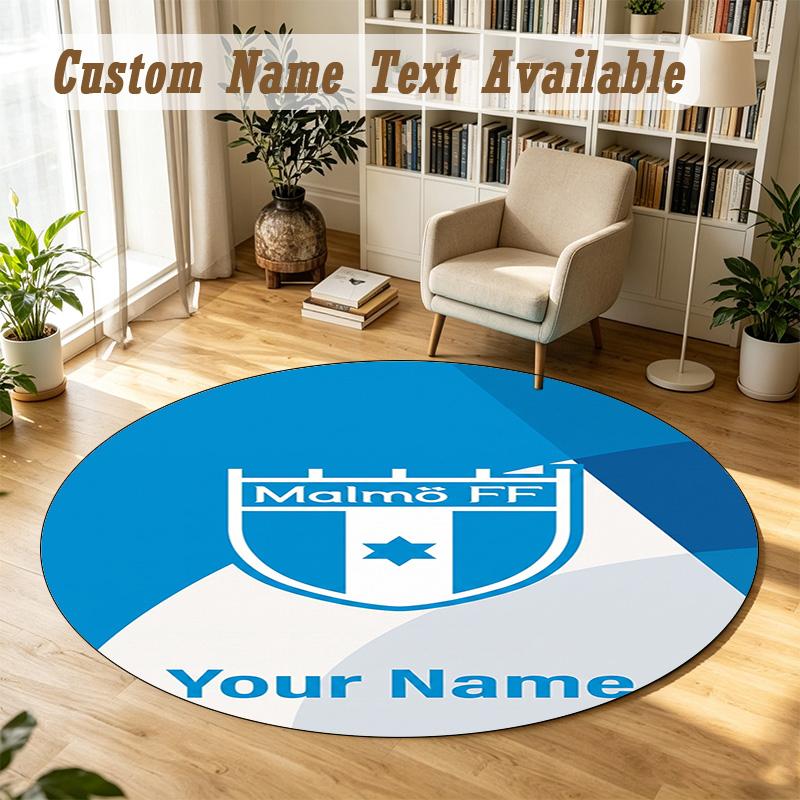 Round Rug Custom NameMalmö FF Pattern Non Slip Carpet Home Floor Decor
